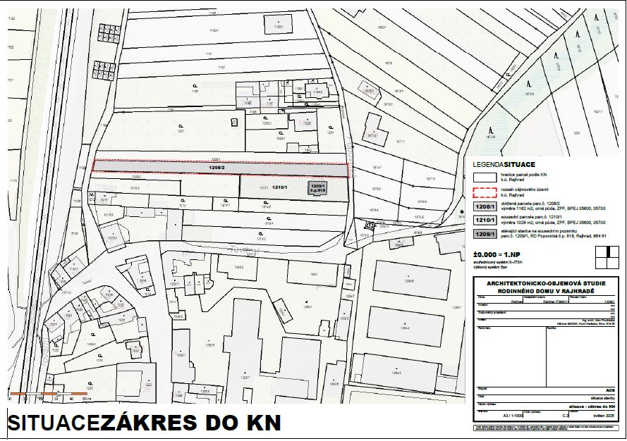 Prodej stavebního pozemku v Rajhradě, CP 1.162 m2